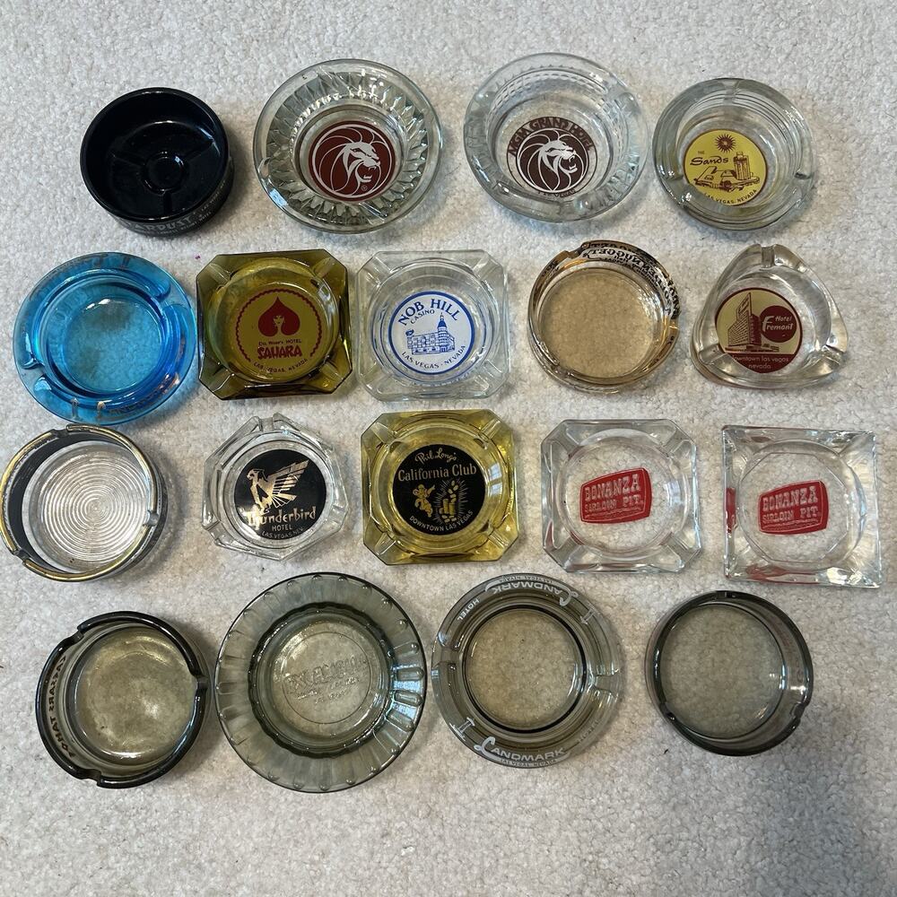 18 Vintage Las Vegas Casino Hotel Ashtray Lot Stardust Sands MGM Landmark Glass